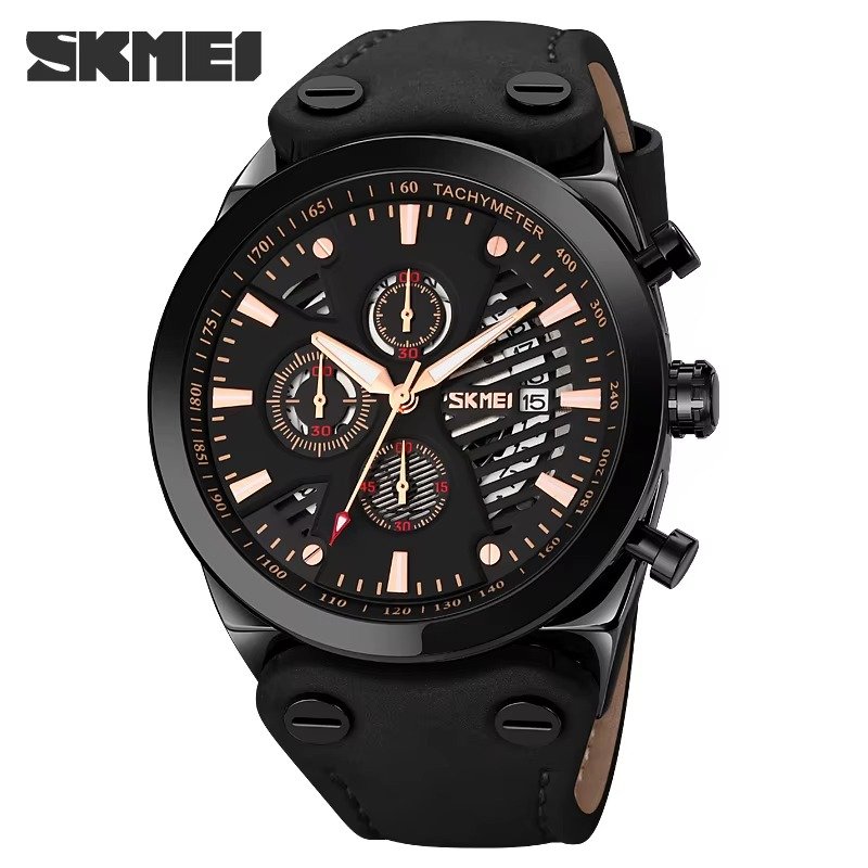Big Dial Casual Men Wristwatch Support OEM ODM Custom Logo 3ATM Waterproof Montre Homme Genuine Leather Quartz Watch for Men
