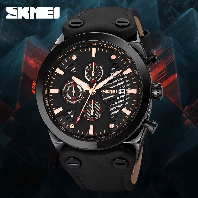 Big Dial Casual Men Wristwatch Support OEM ODM Custom Logo 3ATM Waterproof Montre Homme Genuine Leather Quartz Watch for Men